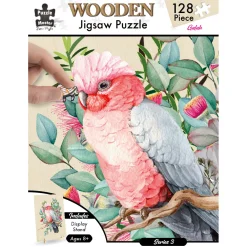 Australian Geographic Puzzles|Arts & Crafts-128 Piece Wooden Jigsaw Puzzle, Galah