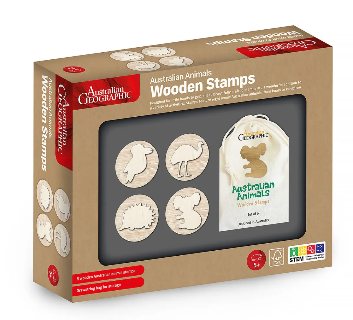 Australian Geographic 5-7 Years|Arts & Crafts-Australian Animals Wooden Stamps