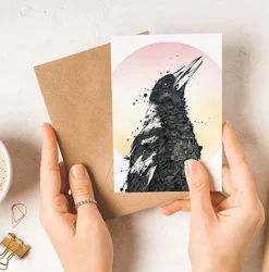 Australian Geographic Accessories|Greeting Cards-Carol - Australian Magpie Greeting Card by Shannon Dwyer