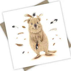 Australian Geographic Accessories|Greeting Cards-Quokka Catching Feathers Greeting Card from PopcornBlue