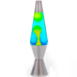 Australian Geographic 8+ Years|Lights-Retro Silver Lava Lamp with Blue and Yellow Wax - 37cm